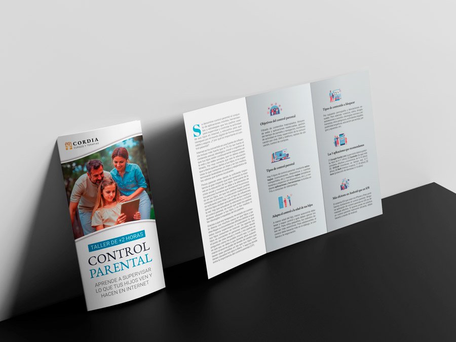 Plegable o tríptico del Taller de control parental controles parentales en Cordia
