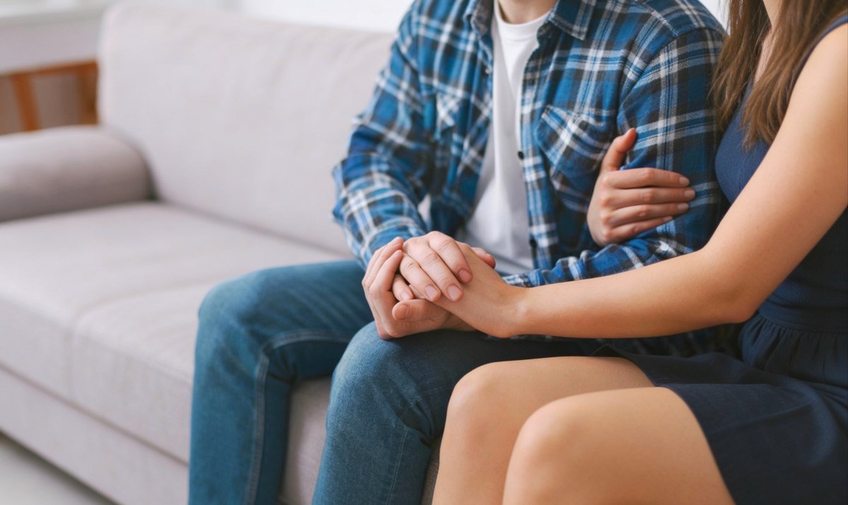 Pareja abrazada durante una terapia de pareja en Merida Yucatan_Cordia Cursos y Terapias